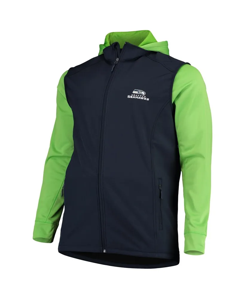 Men's Dunbrooke College Navy and Neon Green Seattle Seahawks Big Tall Alpha Full-Zip Hoodie Jacket