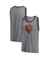 Men's Fanatics Heathered Gray and Heathered Charcoal Chicago Bears Famous Tri-Blend Tank Top