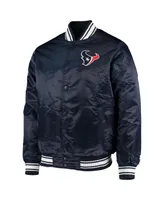 Men's Starter Navy Houston Texans Locker Room Satin Varsity Full-Snap Jacket