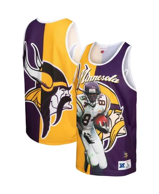 Men's Mitchell & Ness Randy Moss Purple, Gold Minnesota Vikings Retired Player Graphic Tank Top