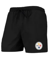 Men's Foco Black Pittsburgh Steelers Magic Print Palm Traditional Swim Shorts