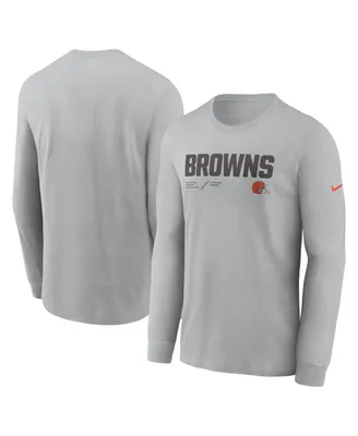 Men's Nike Silver Cleveland Browns Infograph Lock Up Performance Long Sleeve T-shirt