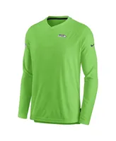 Men's Nike Neon Green Seattle Seahawks 2022 Sideline Coach Chevron Lock Up Performance Long Sleeve T-shirt