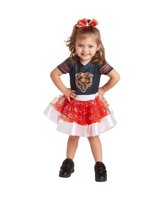 Toddler Girls Navy Chicago Bears Tutu Tailgate Game Day V-Neck Costume