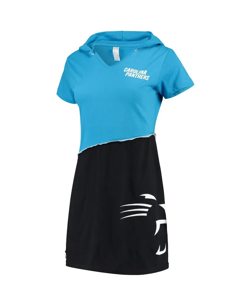 Refried Apparel Women's Refried Apparel Blue, Black Carolina Panthers  Hooded Mini Dress