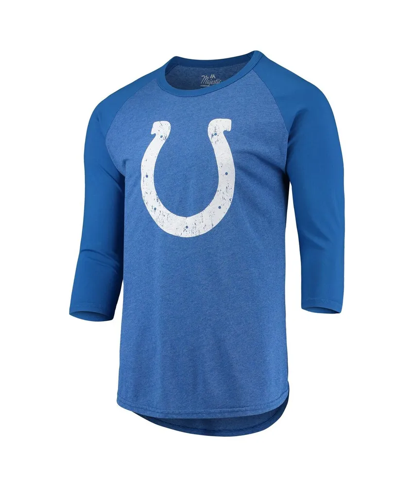 Men's Majestic Threads Jonathan Taylor Royal Indianapolis Colts Name and Number Team Colorway Tri-Blend 3/4 Raglan Sleeve Player T-shirt