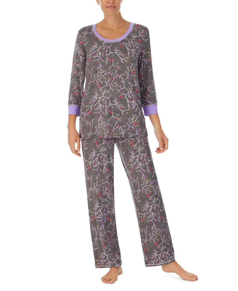 Cuddl Duds Women's 2-Pc. Brushed Sweater Knit Printed Long-Sleeve Pajamas  Set