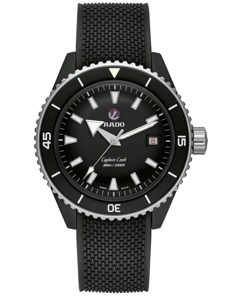 Rado Men's Swiss Automatic Captain Cook Diver Rubber Bracelet Watch 43mm