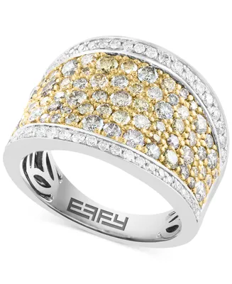 Effy White Diamond (3/8 ct. t.w.) & Multicolor Diamond (1-1/2 ct. t.w.) Statement Ring in 14k Two-Tone Gold