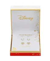 Disney Cubic Zirconia Mickey Mouse Earring in 14K Gold Flash Plated Set 3 Piece - Gold Two