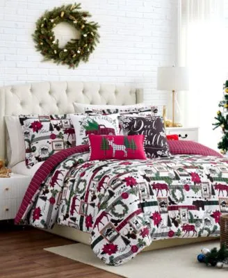 Merry Town Christmas Reversable 6 Piece Comforter Set
