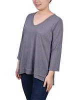 Ny Collection Petite 3/4 Sleeve V-neck Top