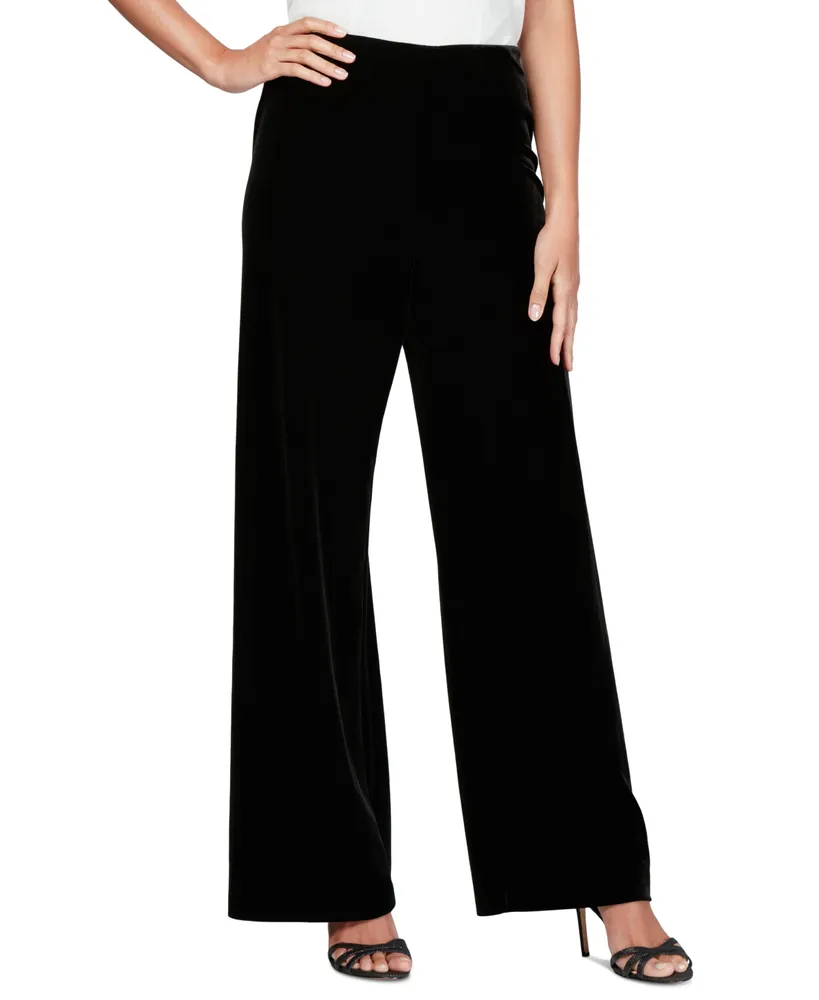 Alex Evenings Women's Velvet Flat-Front Pull-On Pants