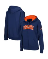 Women's Navy Virginia Cavaliers Arched Name Full-Zip Hoodie