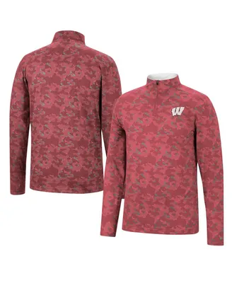 Men's Colosseum Red Wisconsin Badgers Tivo Quarter-Zip Jacket