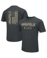 Men's Colosseum Heathered Black Navy Midshipmen Oht Military-Inspired Appreciation Flag 2.0 T-shirt