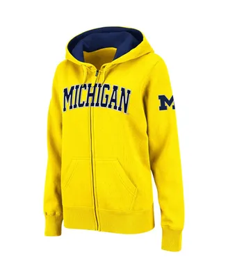 Women's Colosseum Gold Michigan Wolverines Arched Name Full-Zip Hoodie