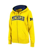 Women's Colosseum Gold Michigan Wolverines Arched Name Full-Zip Hoodie