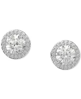 Swarovski Silver-Tone Constella Pave Button Earrings