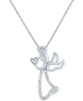 Diamond Angel Pendant Necklace (1/10 ct. t.w.) in Sterling Silver