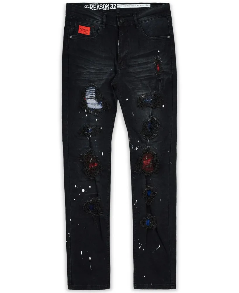 Reason Men's Paint Splatter Skinny Fit Jeans - Macy's