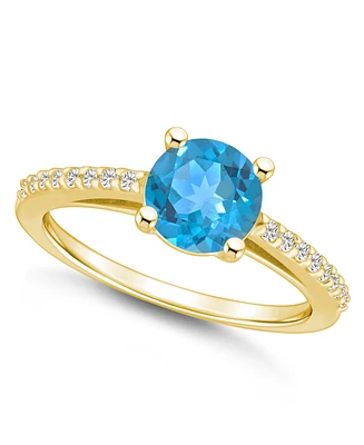 Macy's Blue Topaz (1-5/8 ct. t.w.) and Diamond (1/6 Ring 14K Yellow Gold