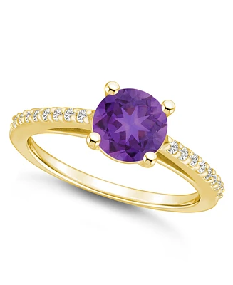 Macy's Amethyst (1-1/4 ct. t.w.) and Diamond (1/6 Ring 14K Yellow Gold