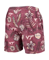 Men's Wes & Willy Maroon Virginia Tech Hokies Vintage-Like Floral Swim Trunks