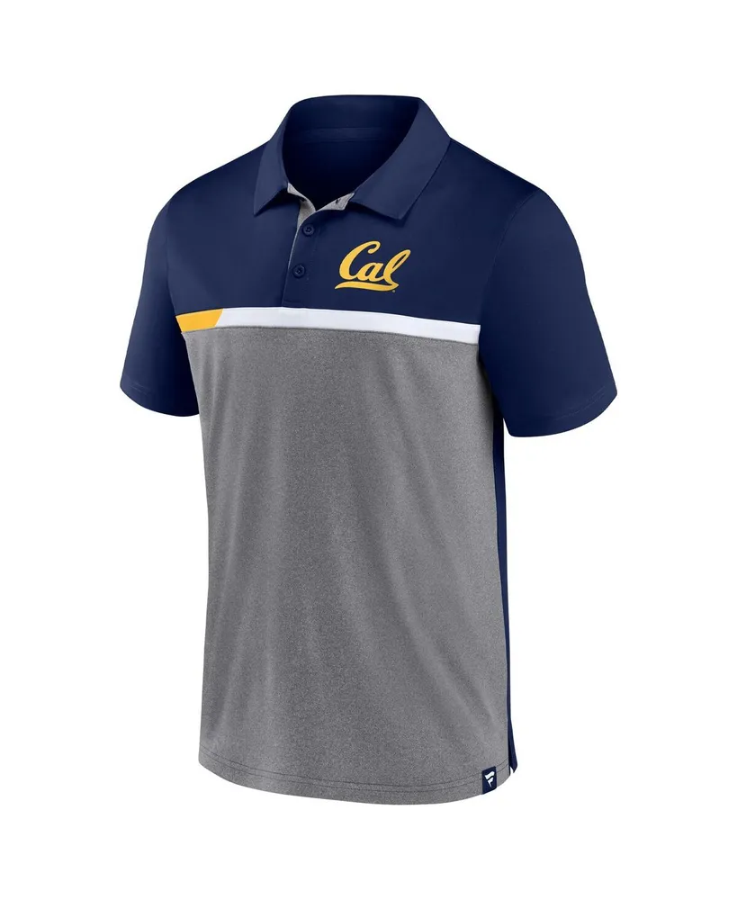Men's Fanatics Navy and Heathered Gray Cal Bears Split Block Color Polo Shirt
