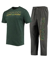 Men's Concepts Sport Heathered Charcoal, Green Ndsu Bison Meter T-shirt and Pants Sleep Set