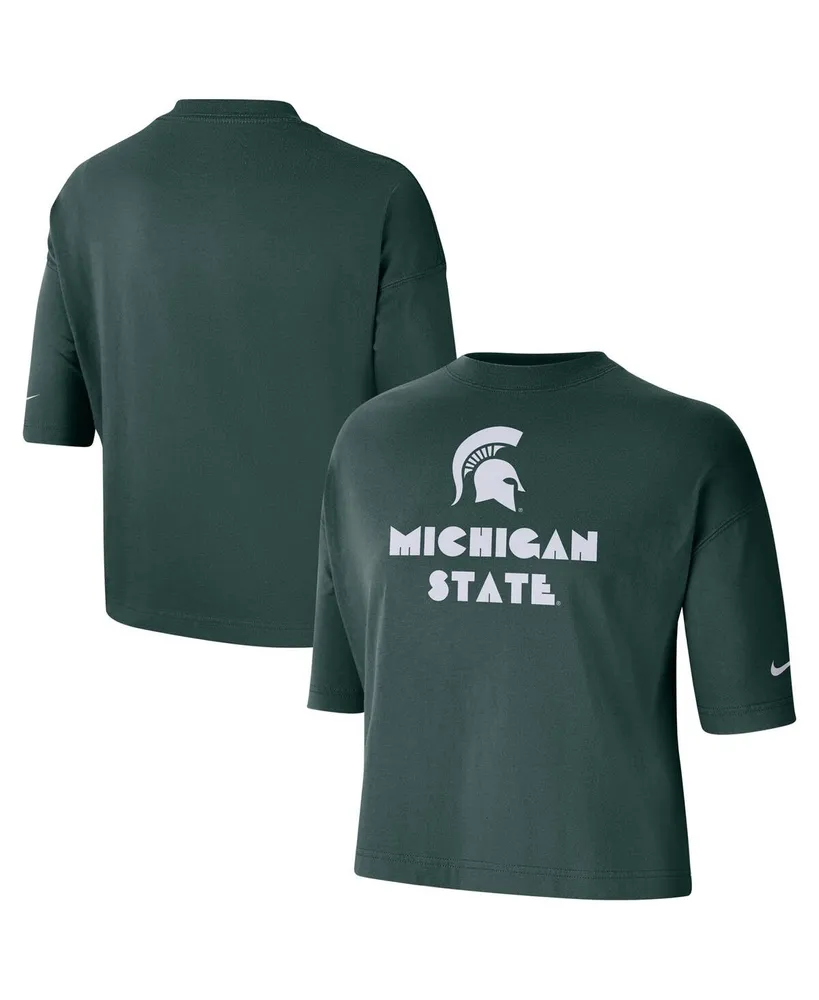 Women's Nike Green Michigan State Spartans Crop Performance T-shirt