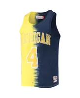 Men's Mitchell & Ness Chris Webber Maize, Navy Michigan Wolverines Name and Number Tie-Dye Tank Top