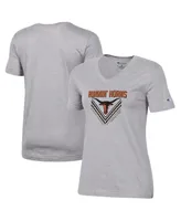 Women's Champion Heathered Gray Texas Longhorns Runnin' Horns V-Neck T-shirt