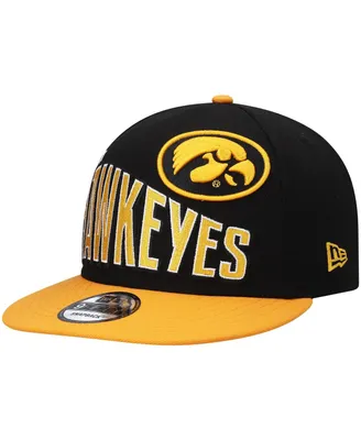 Men's New Era Black Iowa Hawkeyes Two-Tone Vintage-Like Wave 9FIFTY Snapback Hat