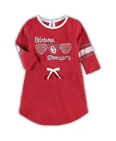 Toddler Girls Colosseum Heathered Crimson Oklahoma Sooners Poppin Sleeve Stripe Dress