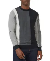 Ben Sherman Men's Knitted Vertically-Striped Long-Sleeve Crewneck Sweater