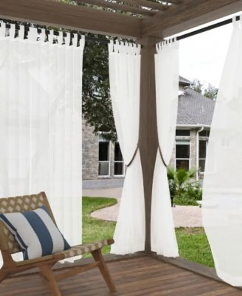 No. 918 Amina Open Weave Indoor Or Outdoor Sheer Tab Top Curtain Panel Collection