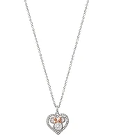 Disney Cubic Zirconia Minnie Mouse Pendant Necklace in Sterling Silver & 18K Rose Gold-Plate, 16" + 2" extender