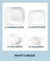 Corelle Vivid White 16 Pc. Dinnerware Set, Service for 4
