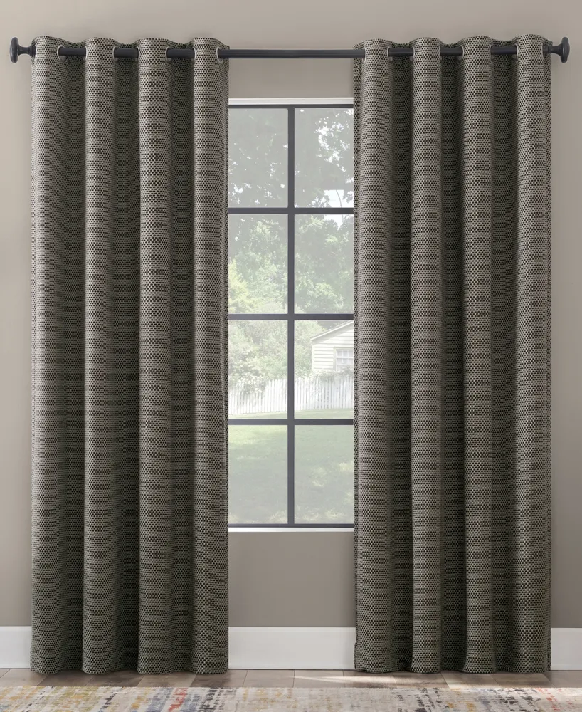 Scott Living Rafaela Woven Pattern Chenille 100% Blackout Grommet Curtain Panel