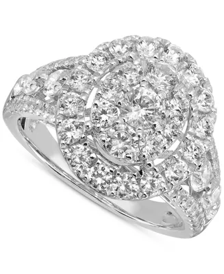 Diamond Oval Cluster Engagement Ring (2 ct. t.w.) in 14k White Gold