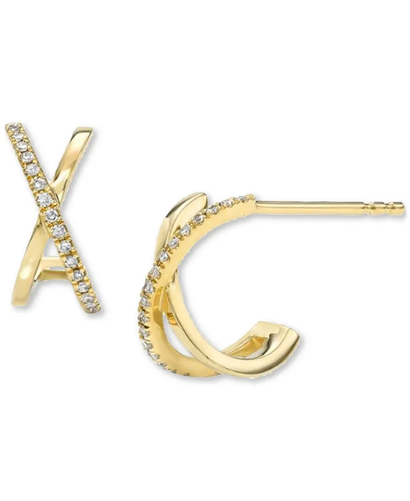 14K Gold and Diamond X Stud Earrings - Zoe Lev Jewelry