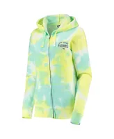 Women's New Era White New England Patriots Ice-Dye Full-Zip Hoodie