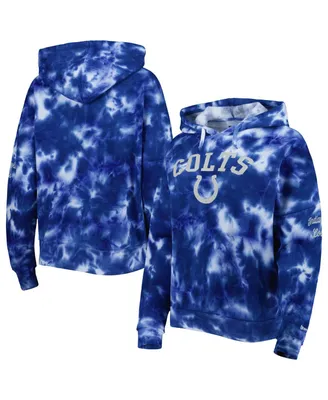 Women's New Era Royal Indianapolis Colts Cloud Dye Fleece Pullover Hoodie