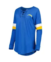 Women's New Era Powder Blue Los Angeles Chargers Athletic Varsity Lace-Up Long Sleeve T-shirt