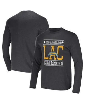 Men's Nfl x Darius Rucker Collection by Fanatics Heathered Charcoal Los Angeles Chargers Long Sleeve T-shirt