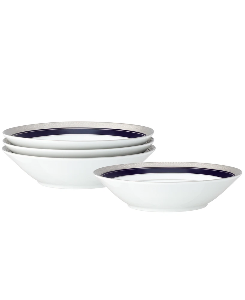 Noritake Crestwood Cobalt Platinum Set of 4 Soup Bowls, Service For 4