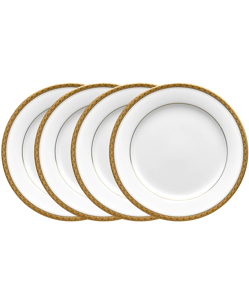 Noritake Charlotta Gold Set of 4 Salad Plates, Service For 4 - White and Gold