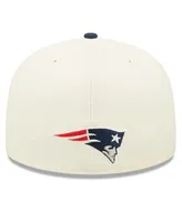 Men's New Era Cream, Navy England Patriots 2022 Sideline 59FIFTY Fitted Hat