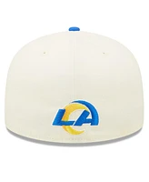 Men's New Era Cream, Royal Los Angeles Rams 2022 Sideline 59FIFTY Fitted Hat